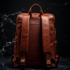backside view of the brown backpack